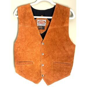 Vintage Paragraff Clothing Company Suede Leather Brown Western Vest Mens Small